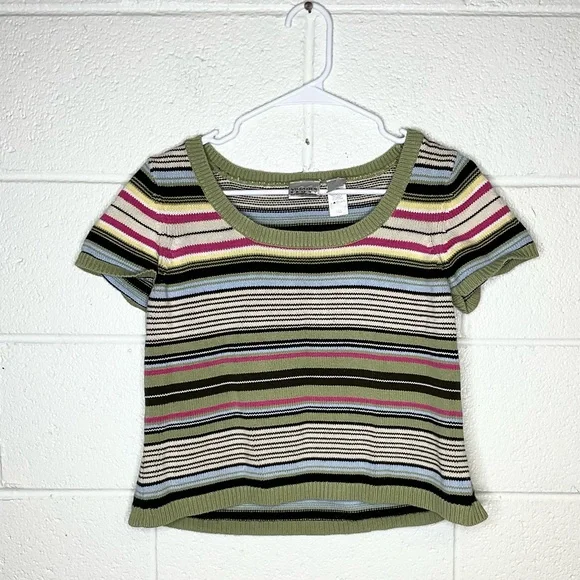 < Y2K Liz Claiborne Multicolor Striped Knit Top > - Picture 1 of 3